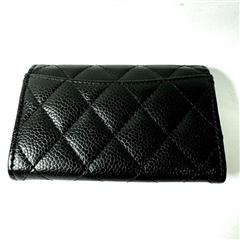 Chanel Classic Flap Card Holder Wallet Quilted Caviar Black Leather Gold Hardwar